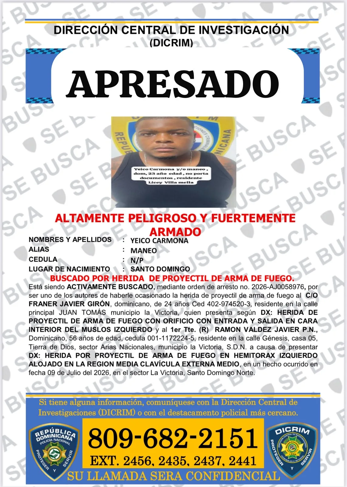 Se entrega joven buscado por tiroteo en La Victoria