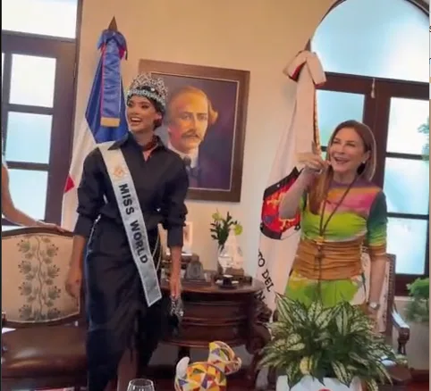 Miss Mundo Joheirry Mola realiza visita de cortesía a Carolina Mejía