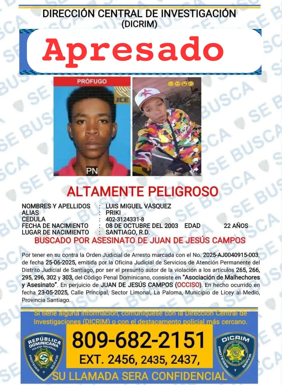 Se entrega joven buscado por homicidio en Santiago