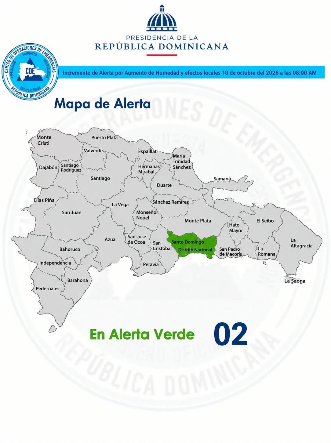 Gran Santo Domingo bajo alerta verde por posibles inundaciones