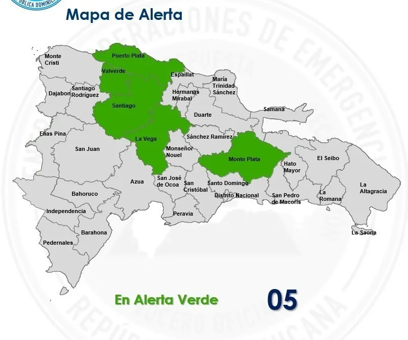 COE reduce a cinco las provincias bajo alerta verde por lluvias