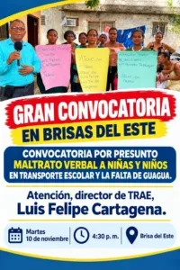 Denuncian maltrato a estudiantes en transporte escolar de Brisas del Este
